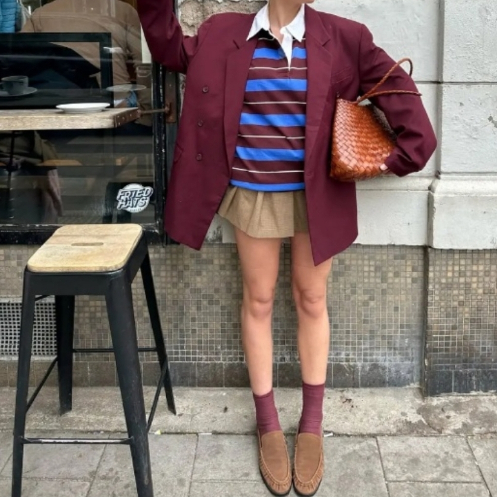 Classroom Double Pleat Tan Mini Skort